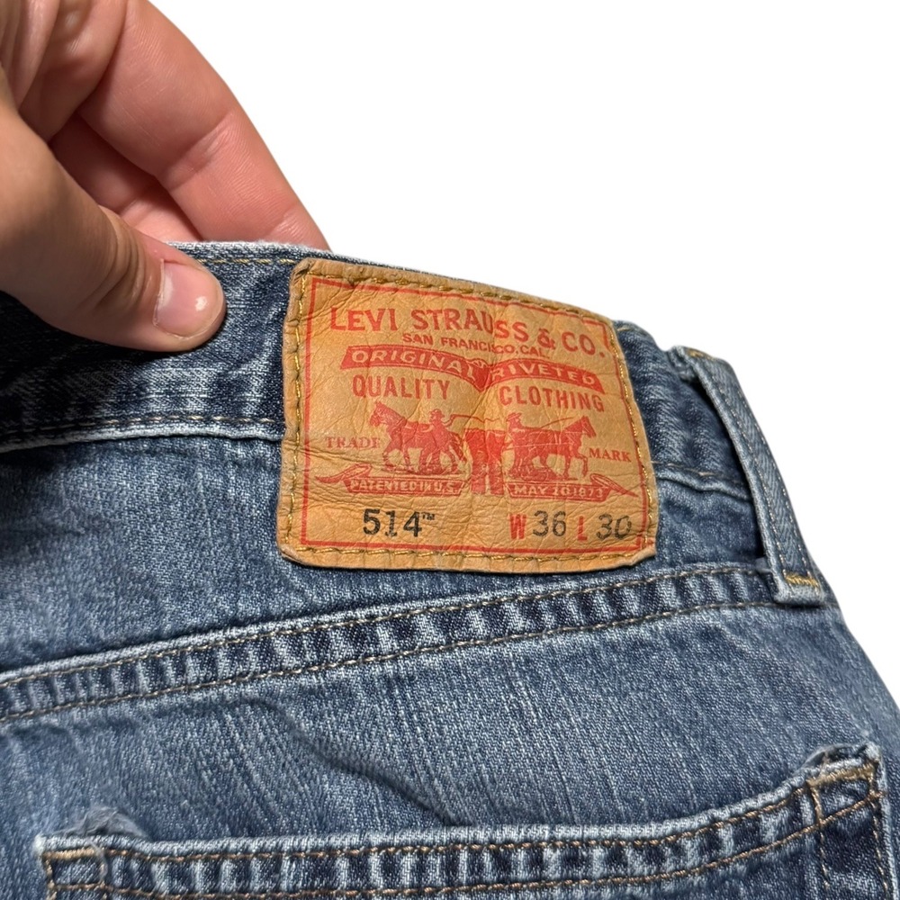 Levi's 514 Slim Straight Medium Wash 100% Cotton Denim Jeans Men's 36x30 - Picture 4 of 10